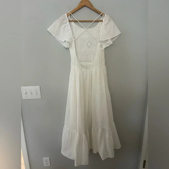 Zara White Crocheted Open Back Maxi Dress - Picture 8 of 8